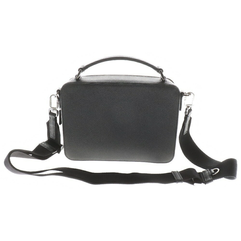 Prada Black Bag Leather Triangle Shoulder Brick Saffiano